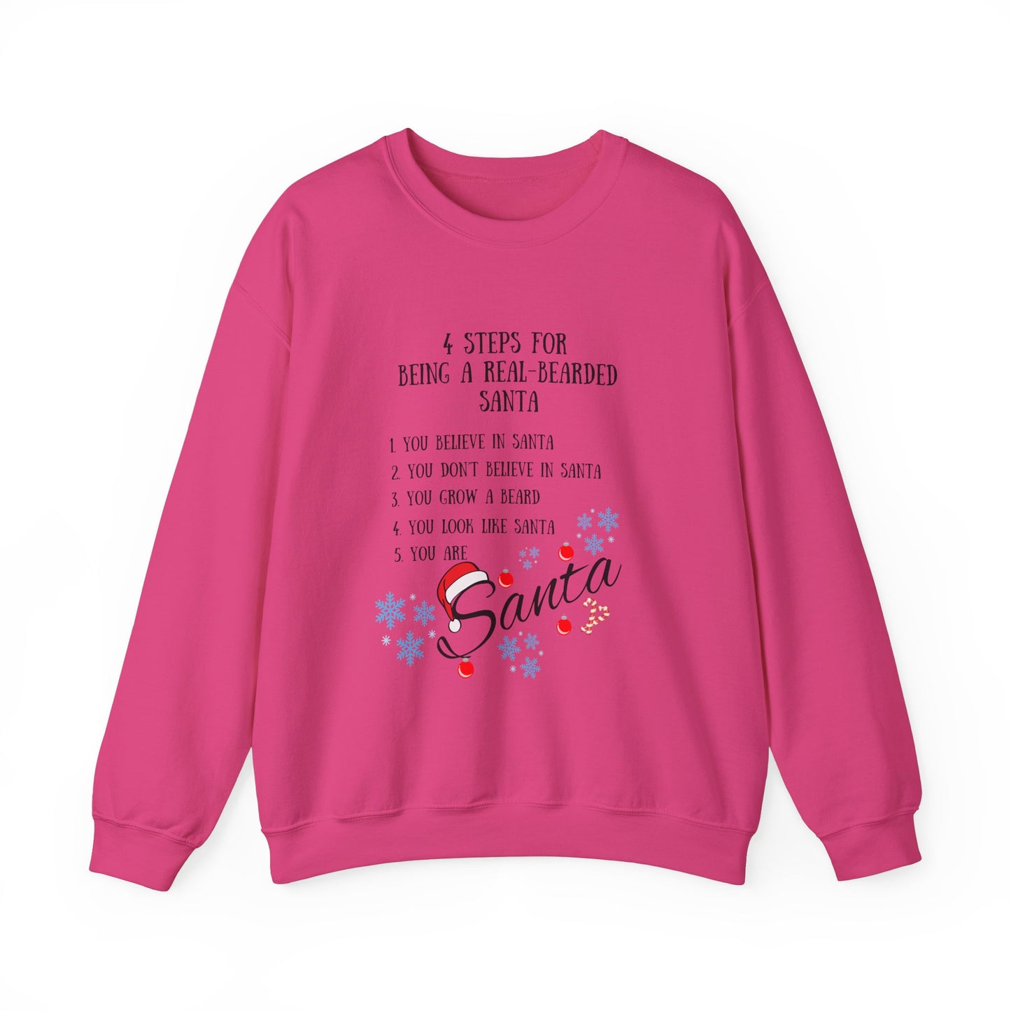 4 Steps to A Real Bearded Santa Crewneck Sweatshirt