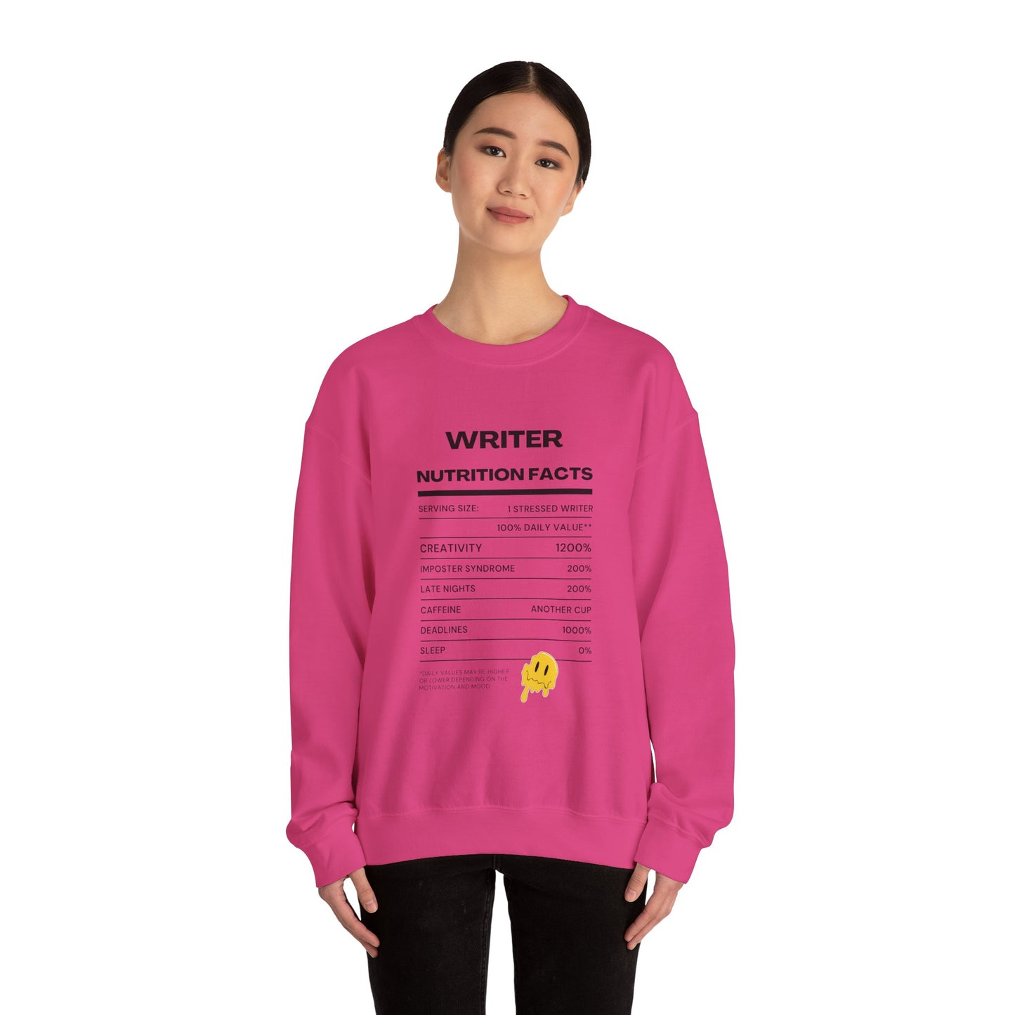 Writer Nutrition Facts Crewneck Sweatshirt