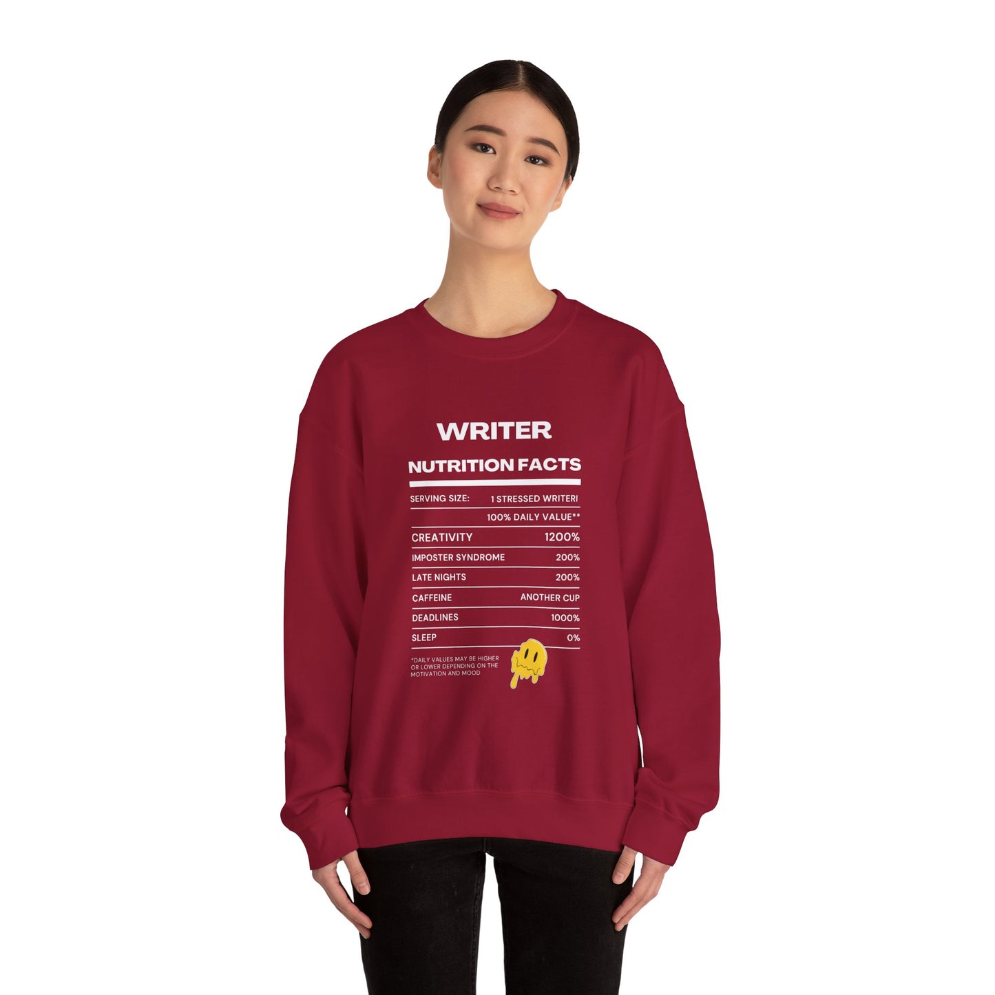 Writer Nutrition Facts Crewneck Sweatshirt