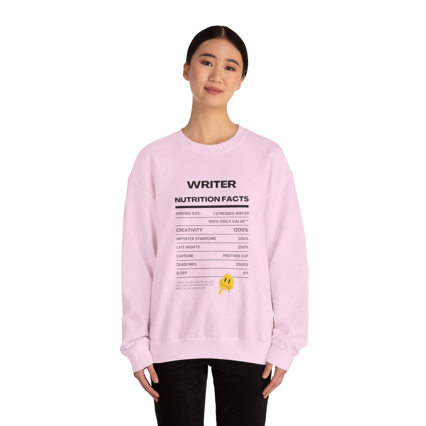 Writer Nutrition Facts Crewneck Sweatshirt