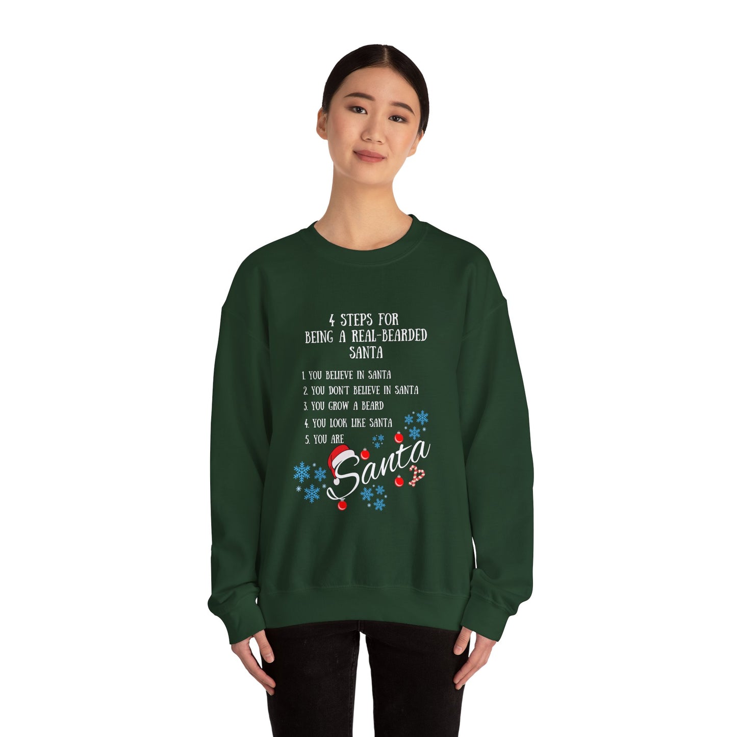 4 Steps to A Real Bearded Santa Crewneck Sweatshirt