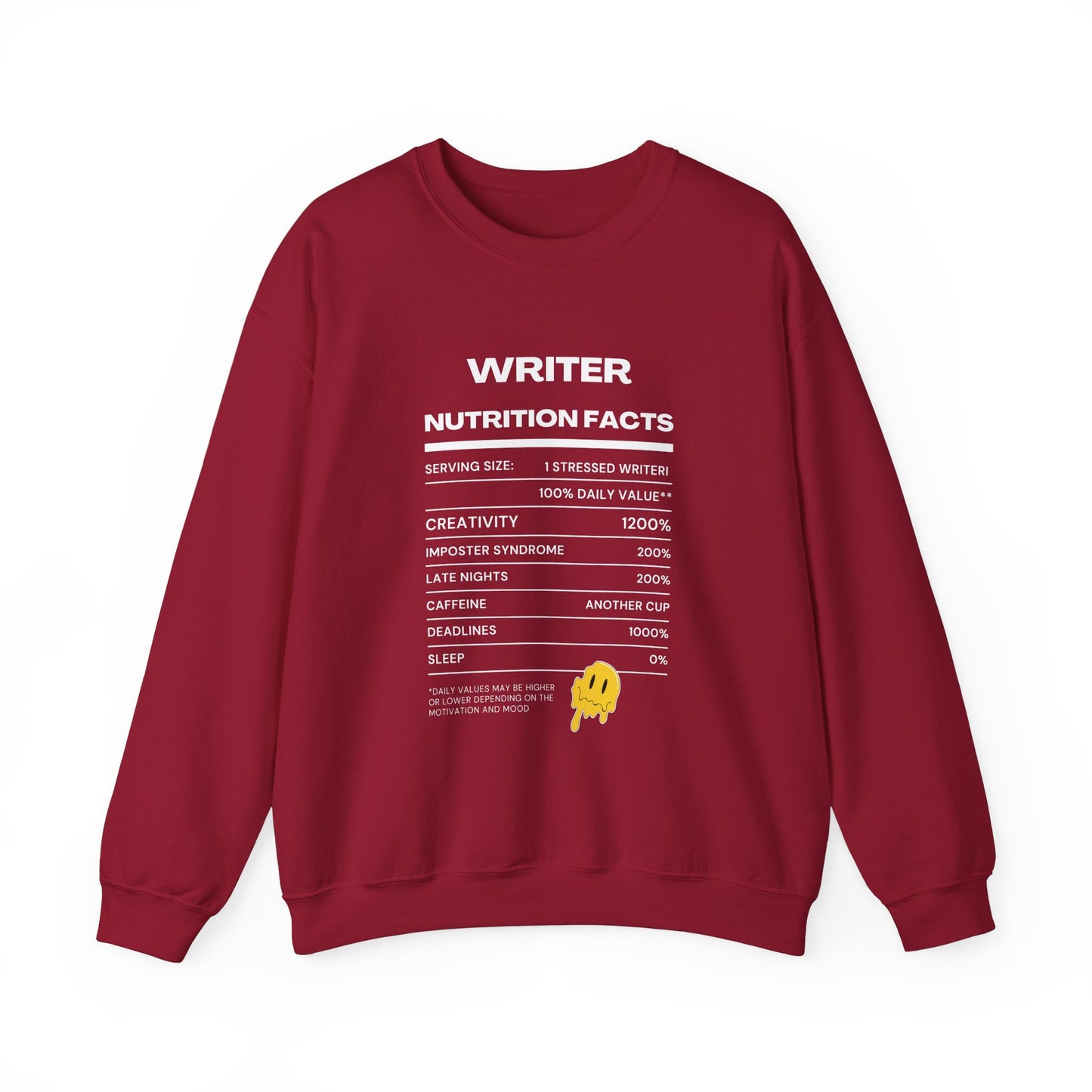 Writer Nutrition Facts Crewneck Sweatshirt