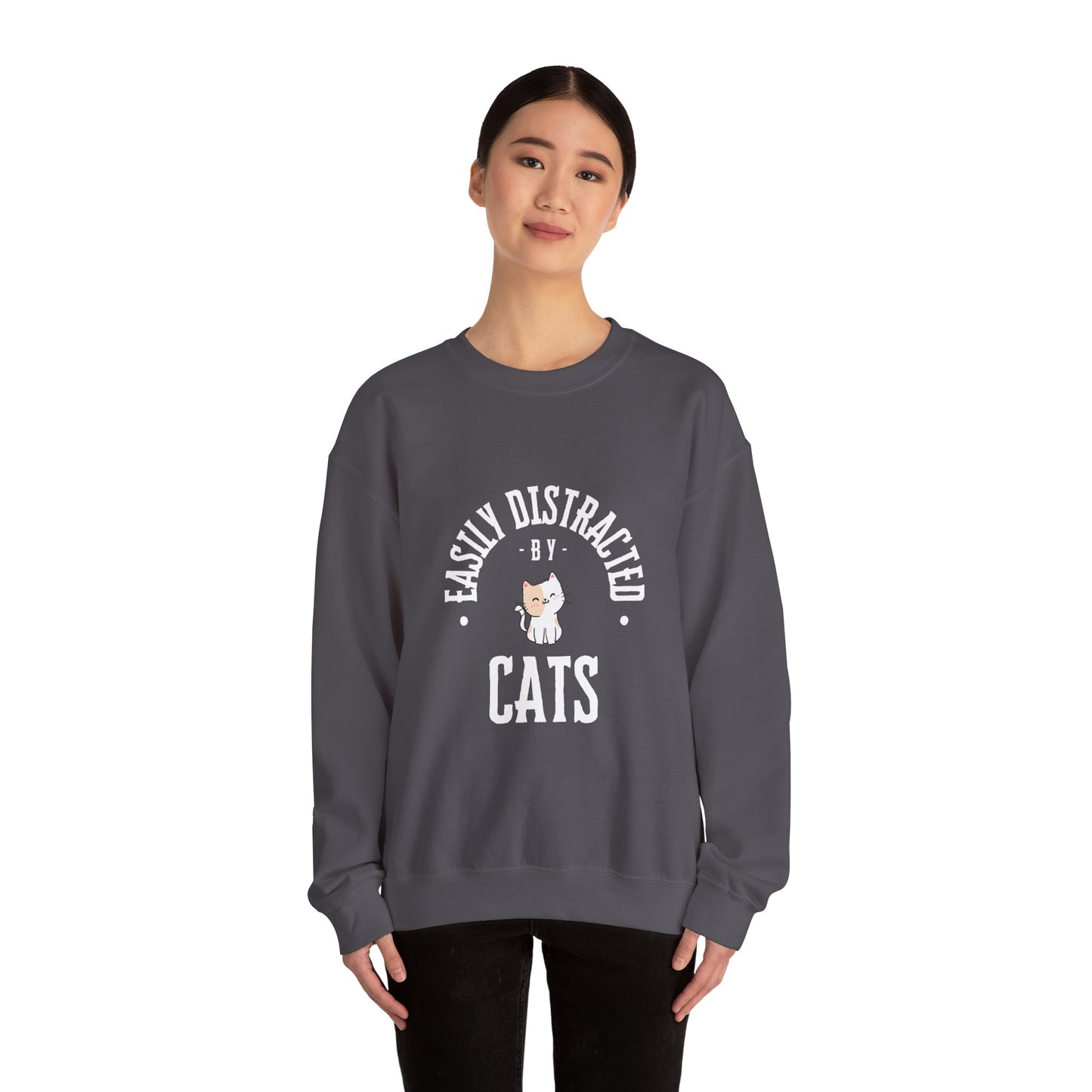 Easily Distracted By Cats Crewneck Sweatshirt