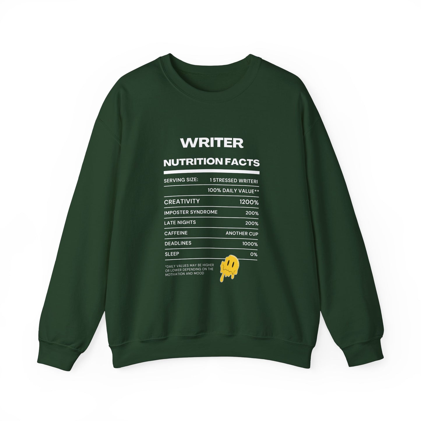 Writer Nutrition Facts Crewneck Sweatshirt