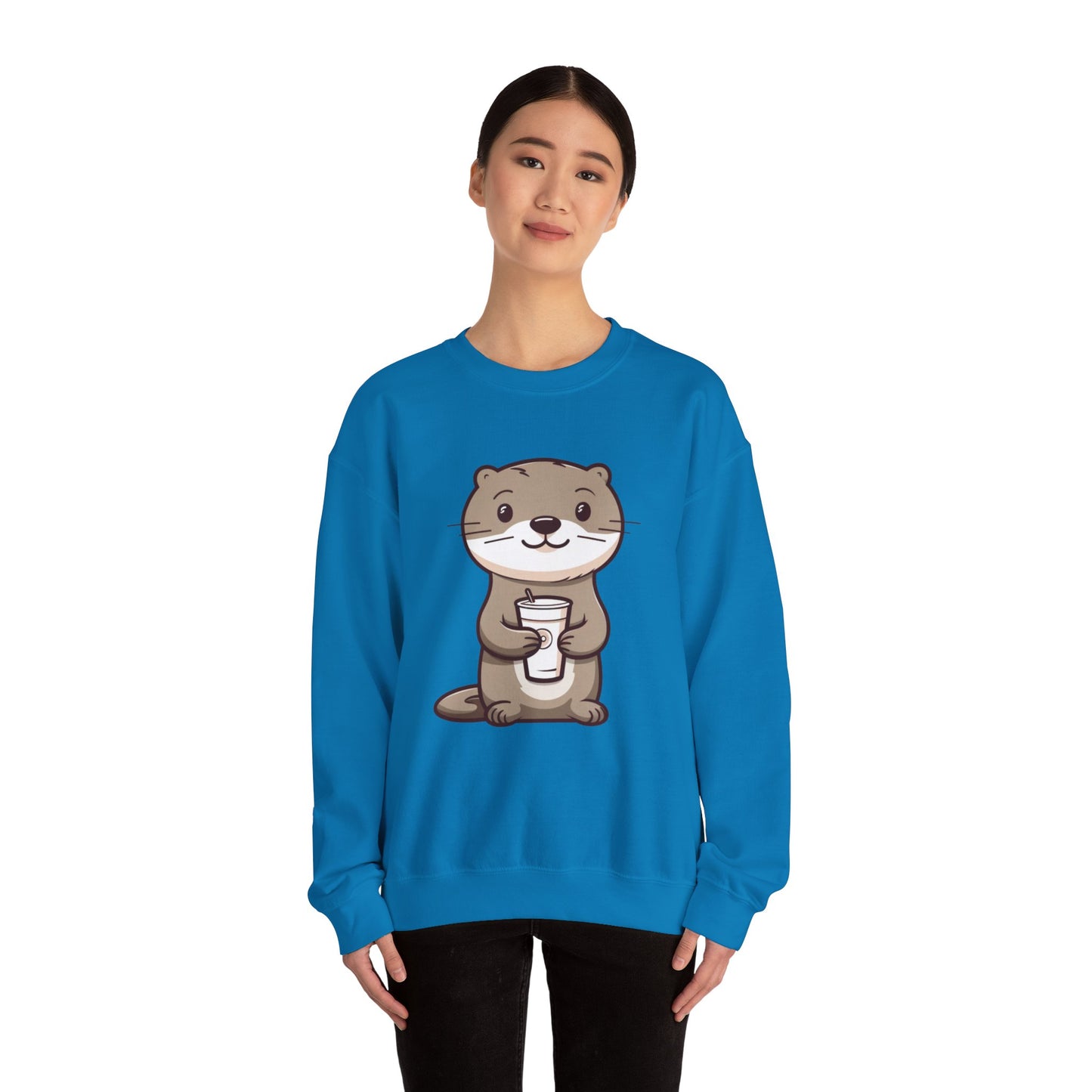 Otter and Coffee Crewneck Sweatshirt