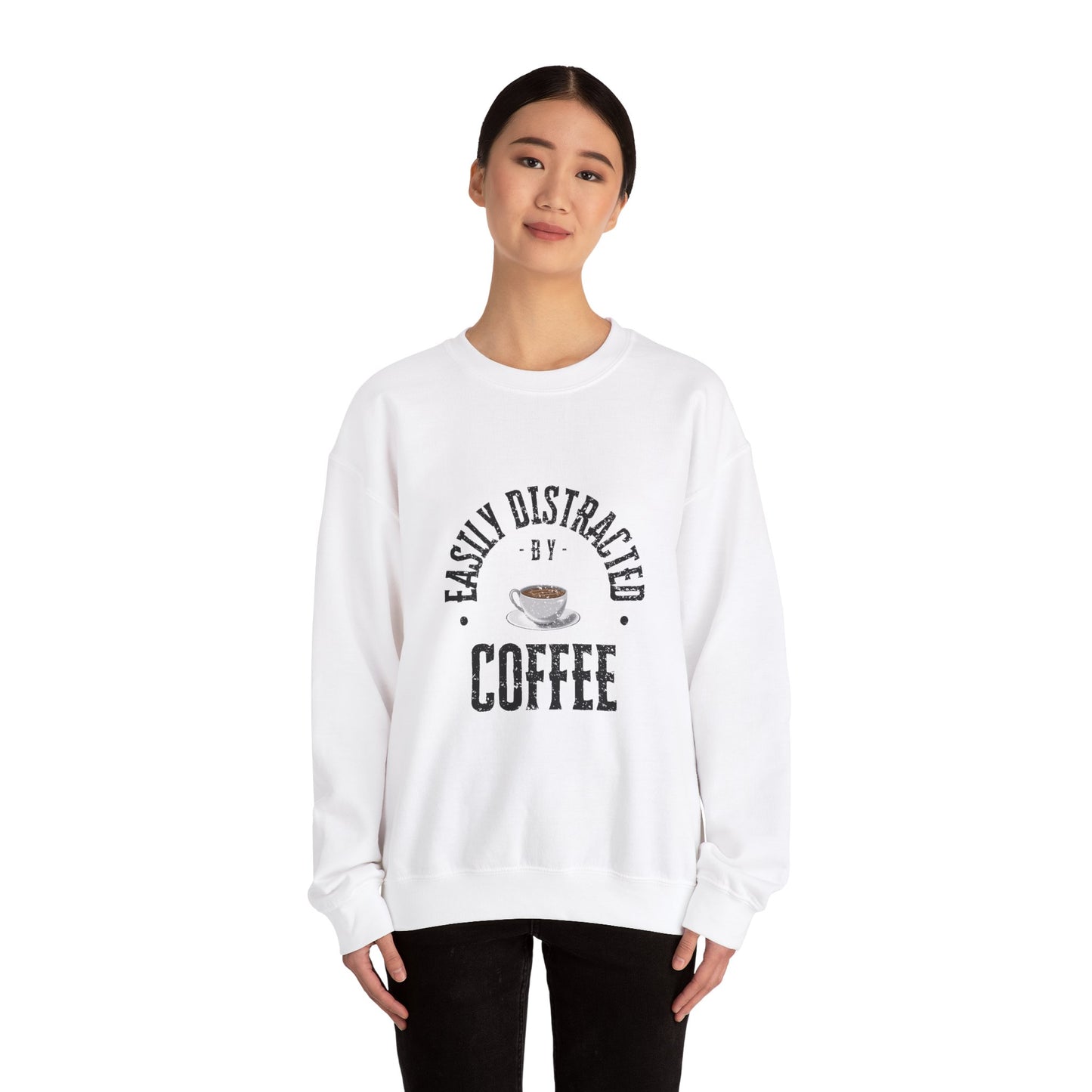Easily Distracted By Coffee Crewneck Sweatshirt