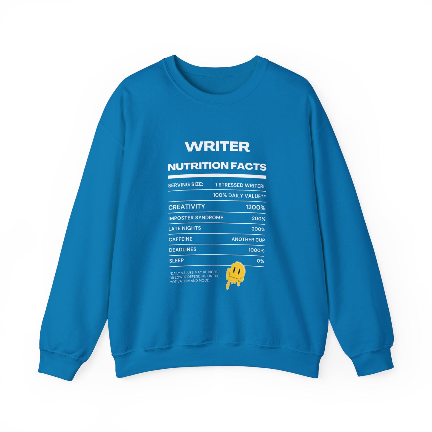 Writer Nutrition Facts Crewneck Sweatshirt