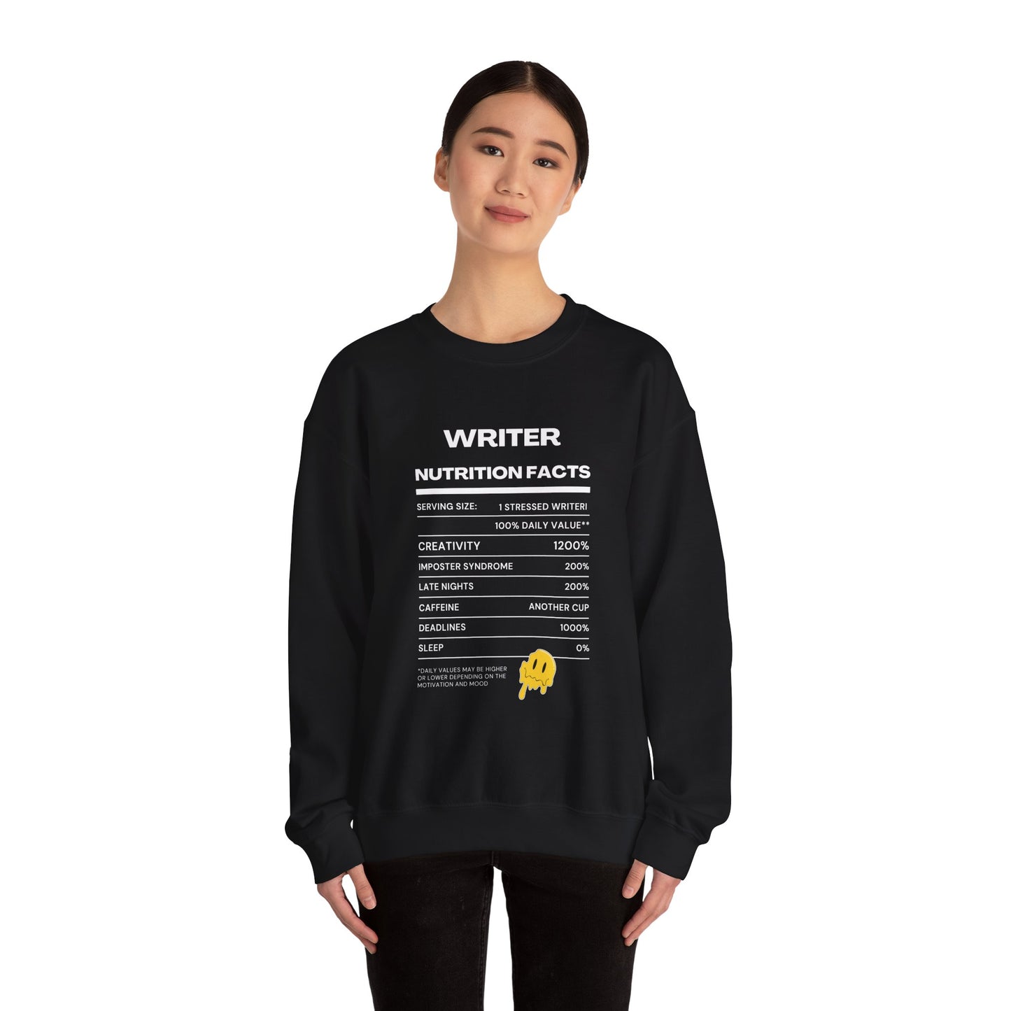 Writer Nutrition Facts Crewneck Sweatshirt