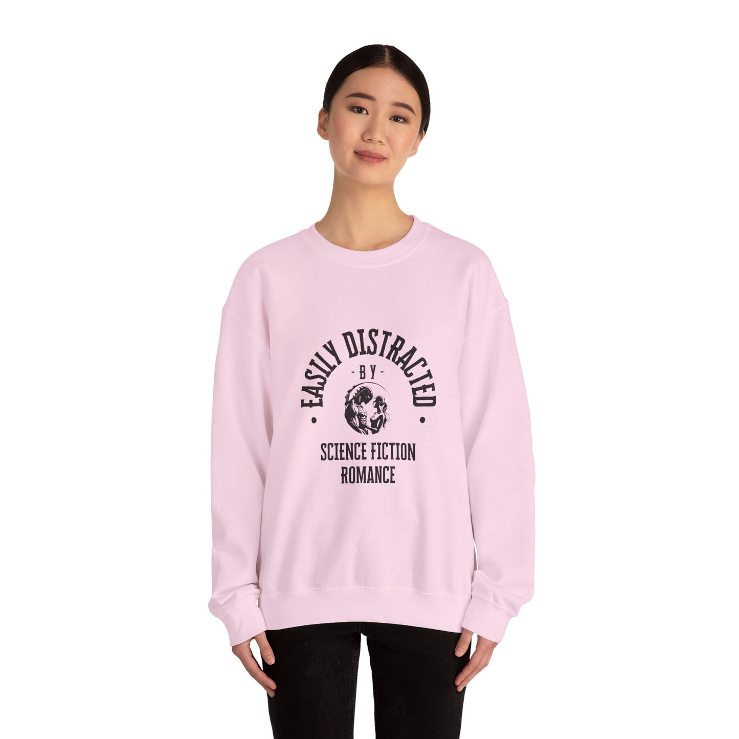 Easily Distracted By Science Fiction Romance Crewneck Sweatshirt