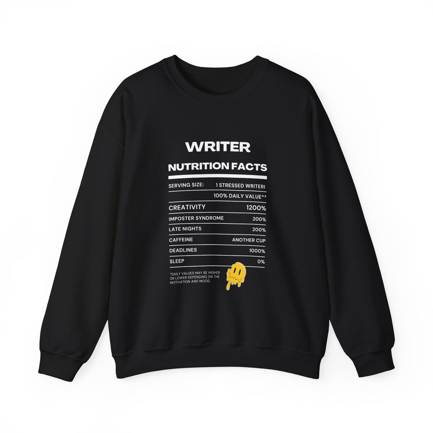Writer Nutrition Facts Crewneck Sweatshirt