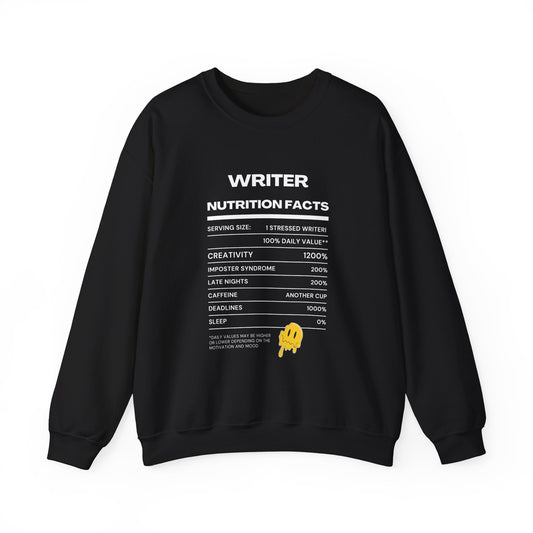 Writer Nutrition Facts Crewneck Sweatshirt
