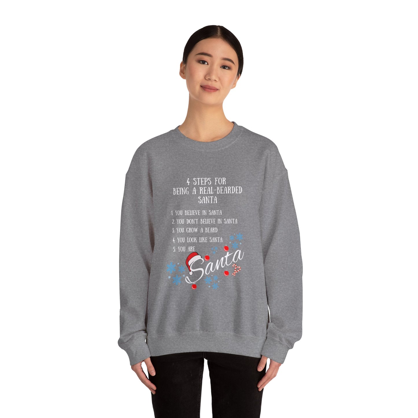 4 Steps to A Real Bearded Santa Crewneck Sweatshirt