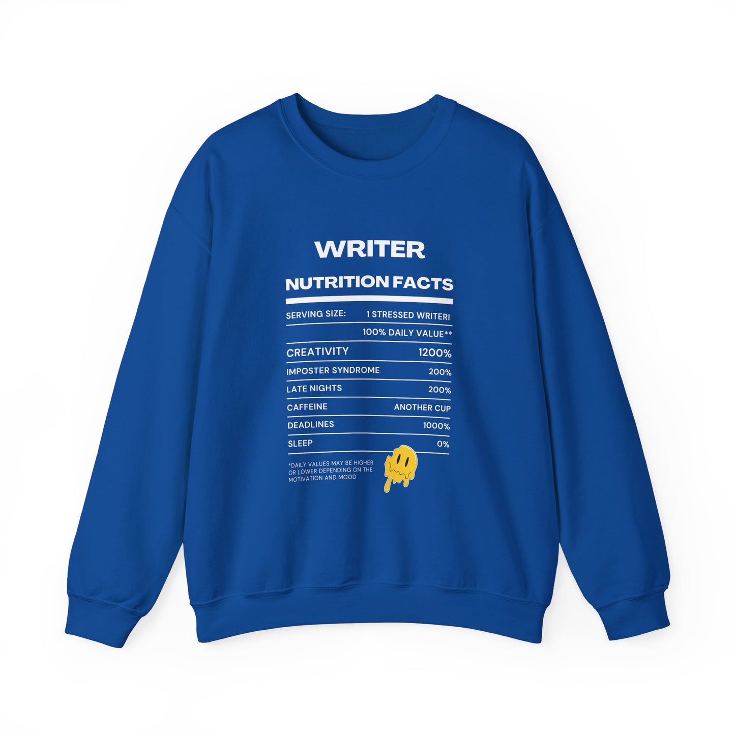 Writer Nutrition Facts Crewneck Sweatshirt