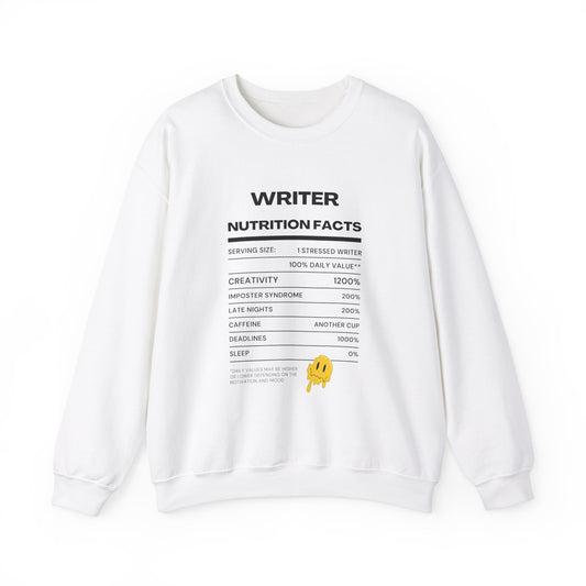 Writer Nutrition Facts Crewneck Sweatshirt
