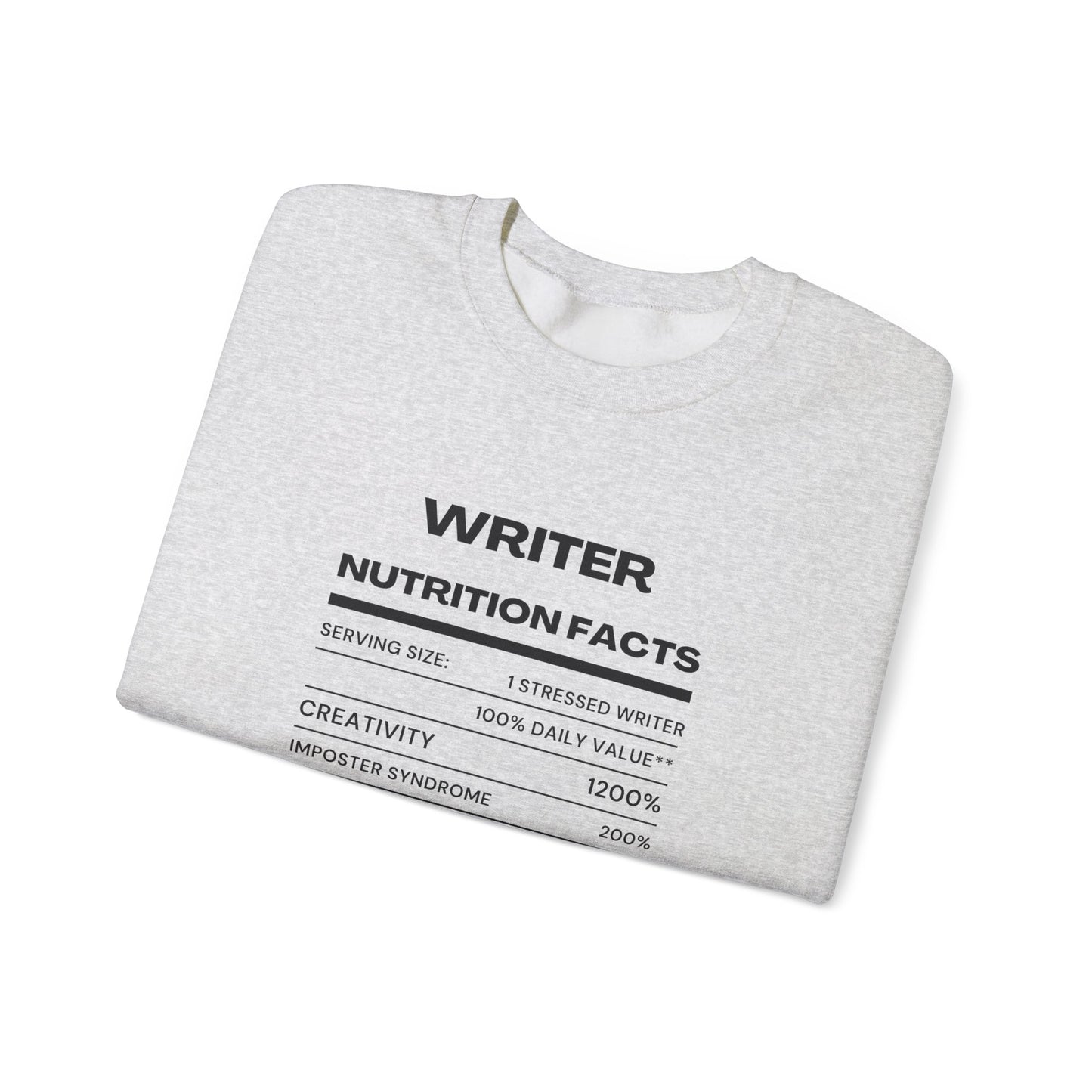Writer Nutrition Facts Crewneck Sweatshirt