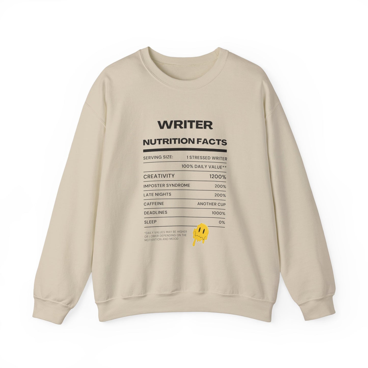 Writer Nutrition Facts Crewneck Sweatshirt