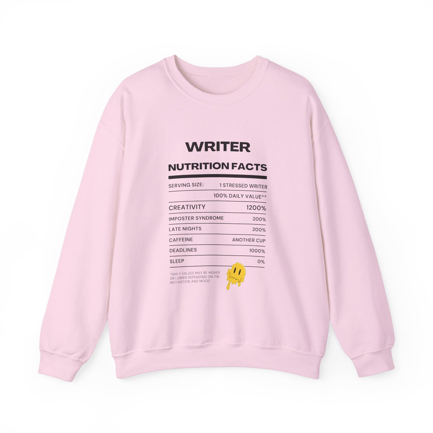 Writer Nutrition Facts Crewneck Sweatshirt