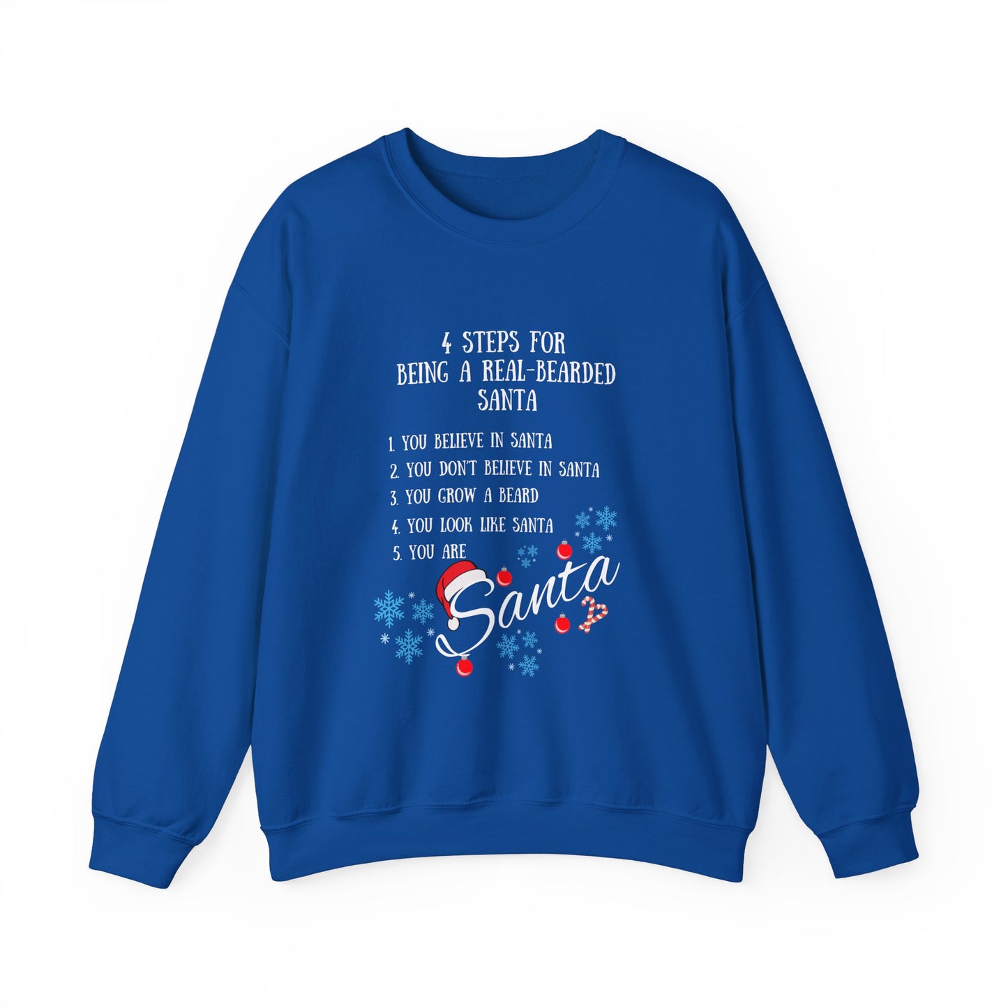 4 Steps to A Real Bearded Santa Crewneck Sweatshirt