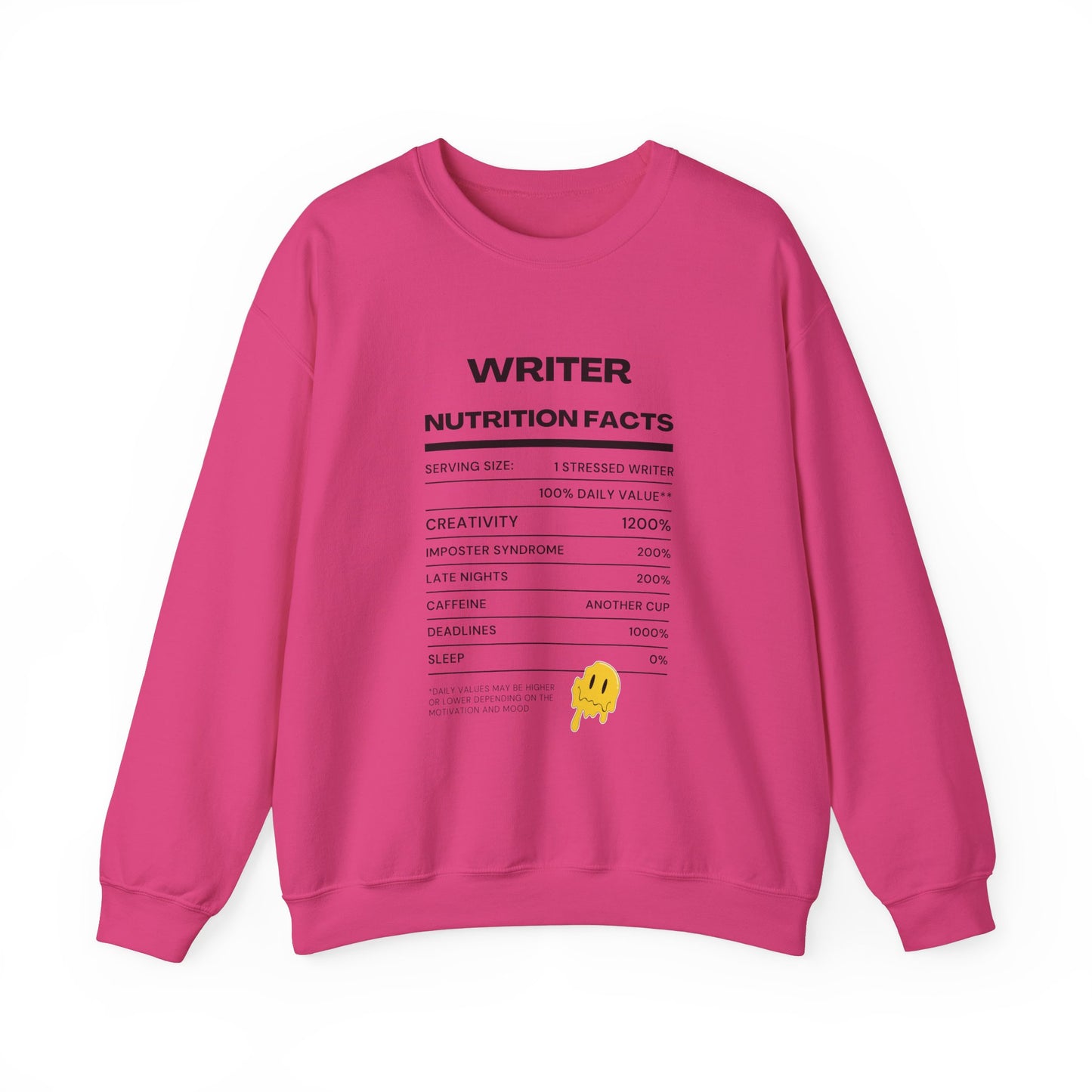 Writer Nutrition Facts Crewneck Sweatshirt