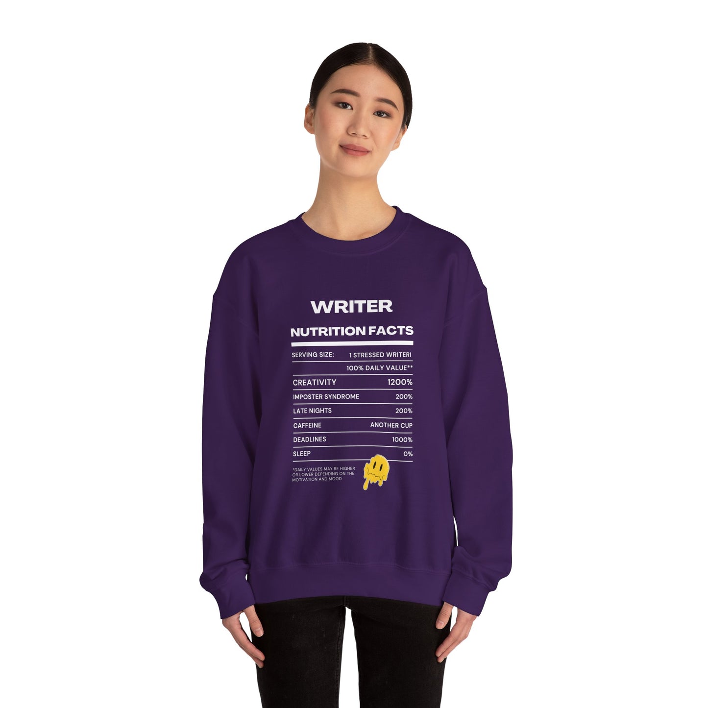 Writer Nutrition Facts Crewneck Sweatshirt
