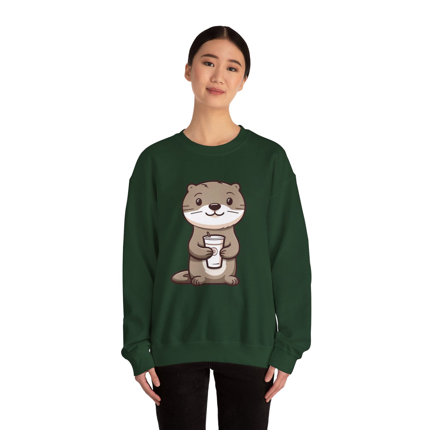 Otter and Coffee Crewneck Sweatshirt