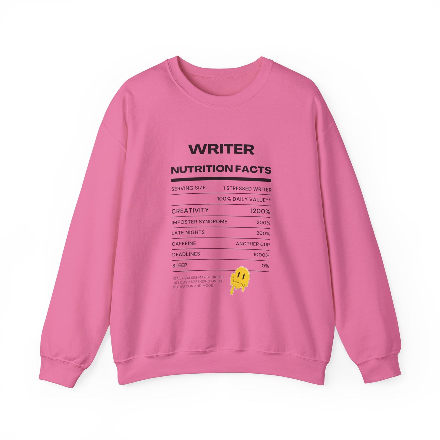 Writer Nutrition Facts Crewneck Sweatshirt