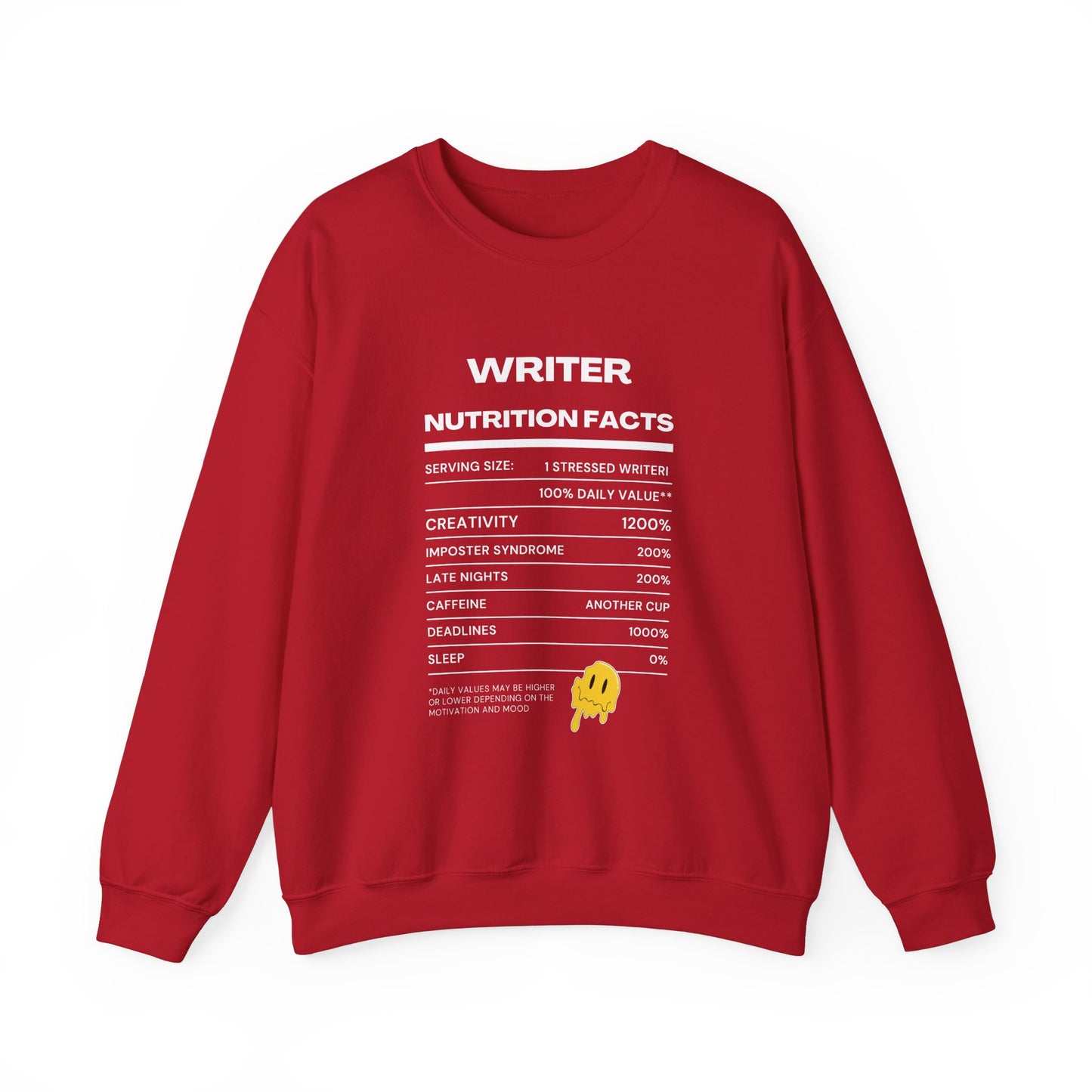 Writer Nutrition Facts Crewneck Sweatshirt