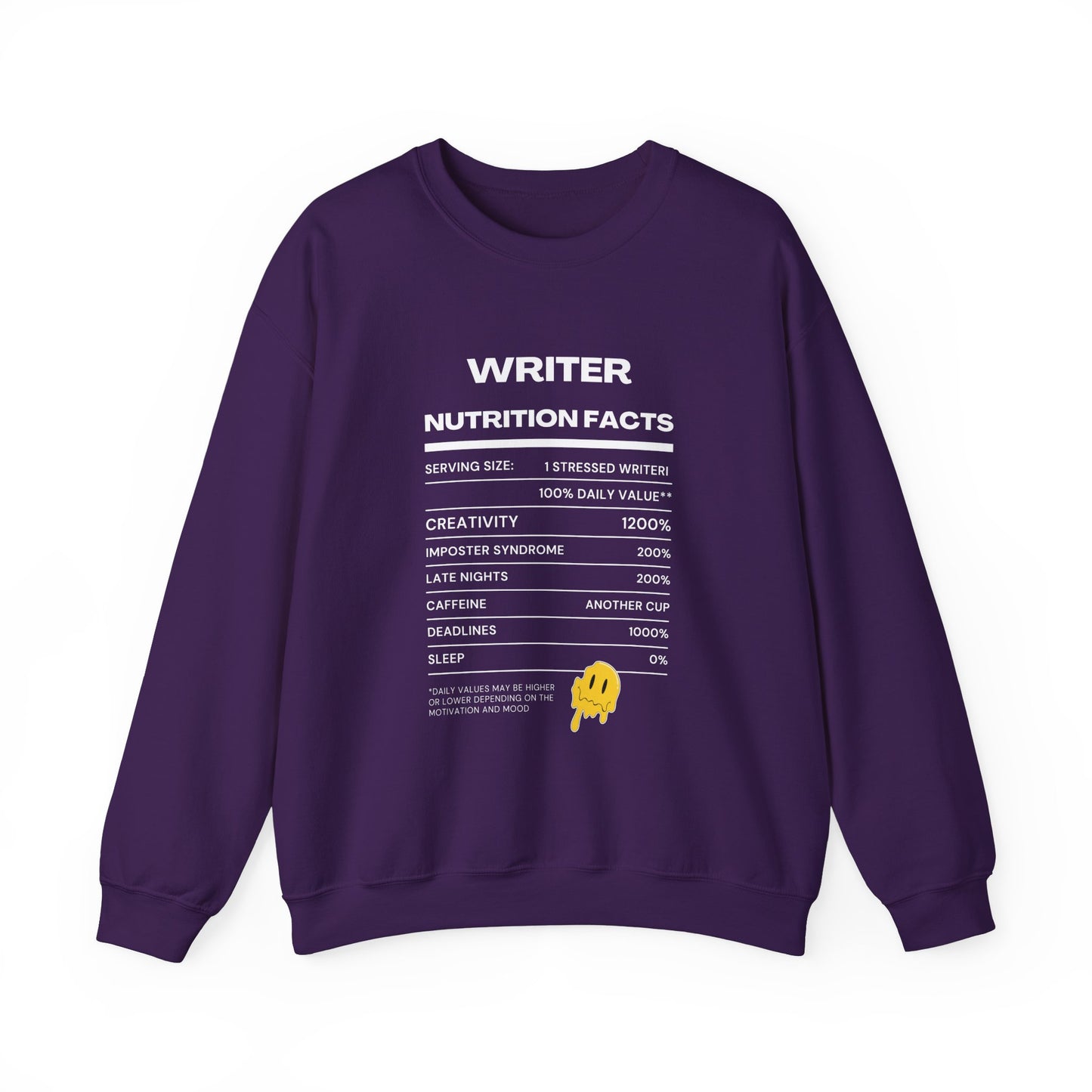 Writer Nutrition Facts Crewneck Sweatshirt