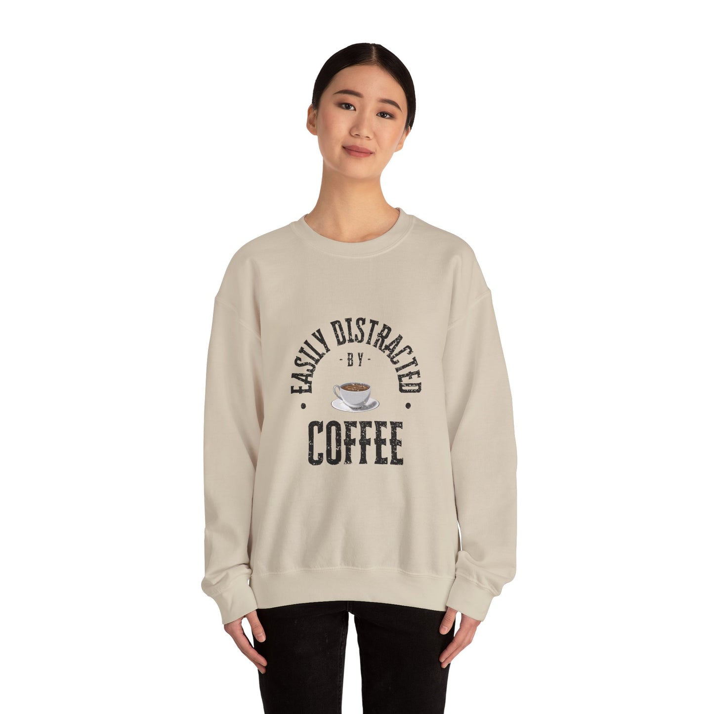 Easily Distracted By Coffee Crewneck Sweatshirt