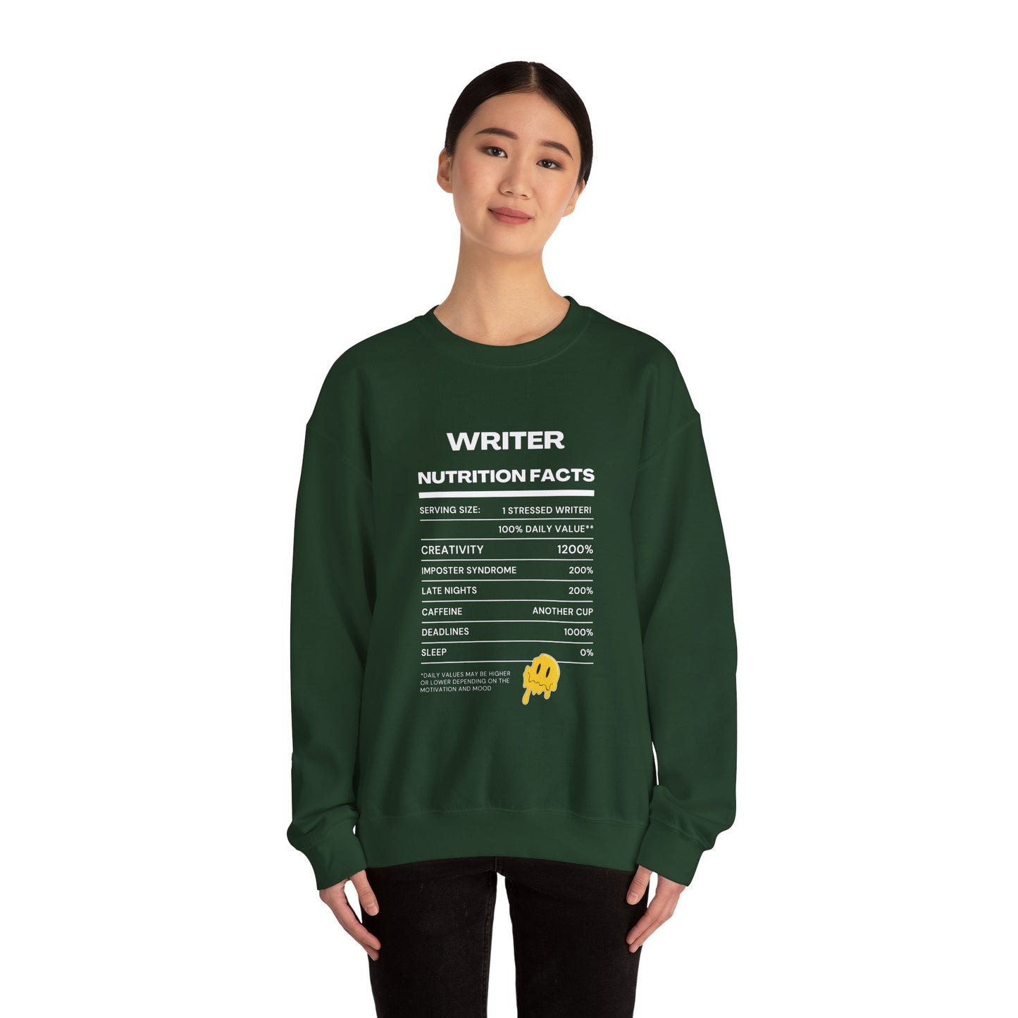 Writer Nutrition Facts Crewneck Sweatshirt