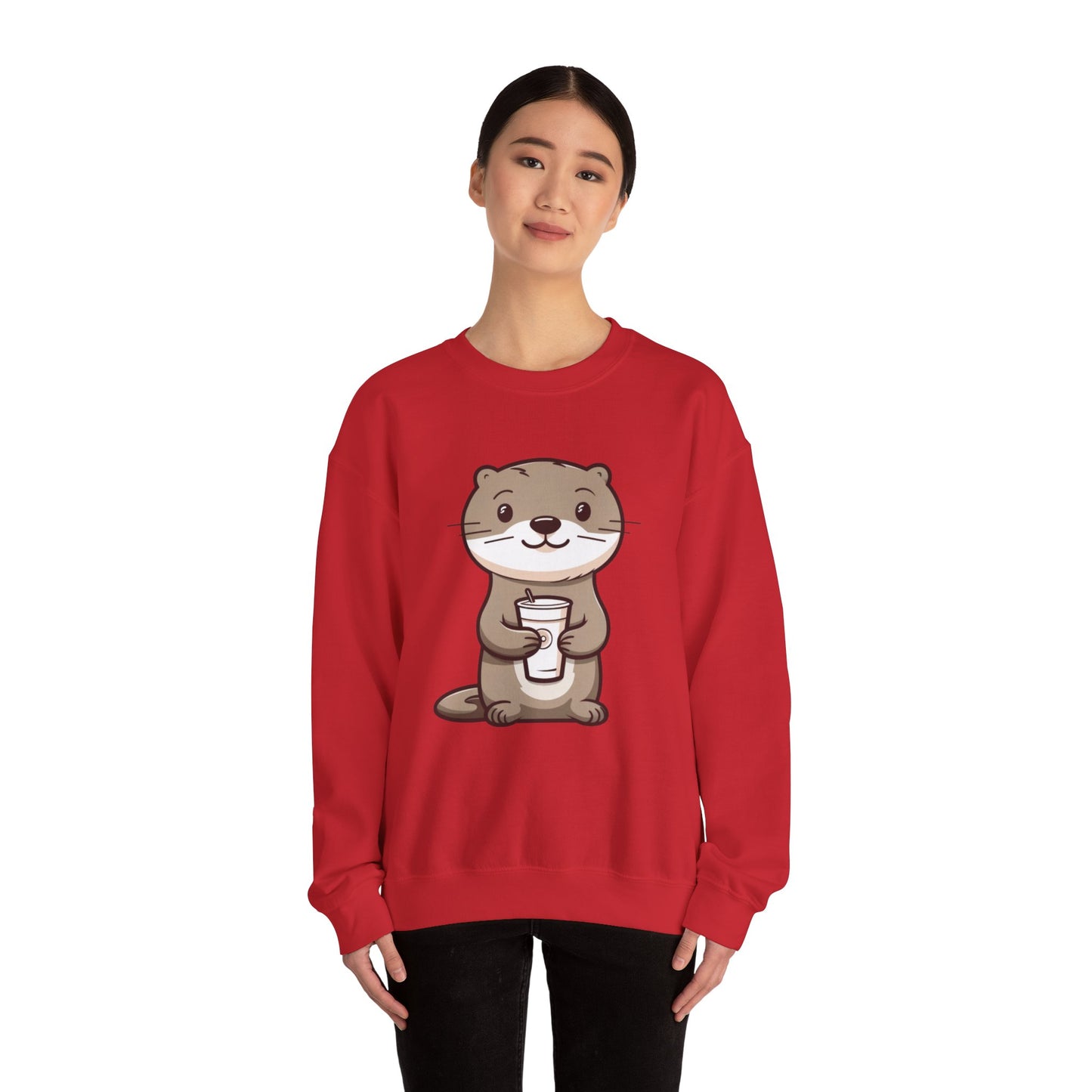 Otter and Coffee Crewneck Sweatshirt