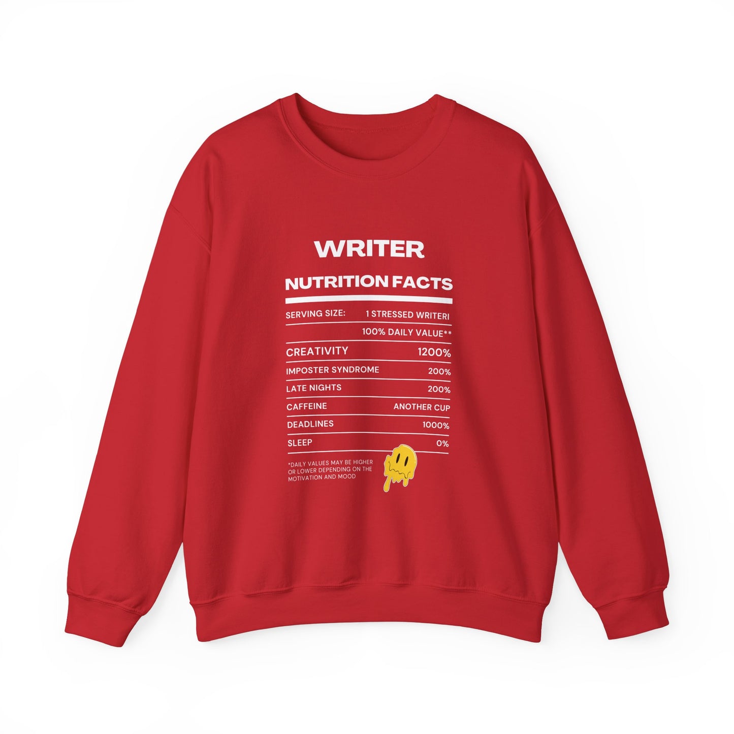 Writer Nutrition Facts Crewneck Sweatshirt