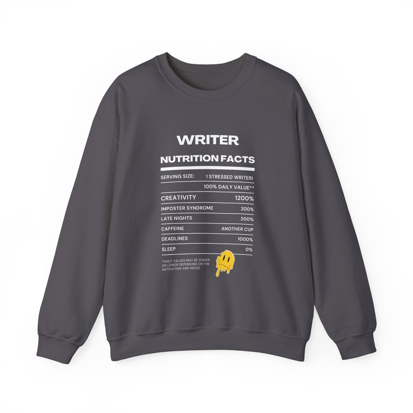 Writer Nutrition Facts Crewneck Sweatshirt