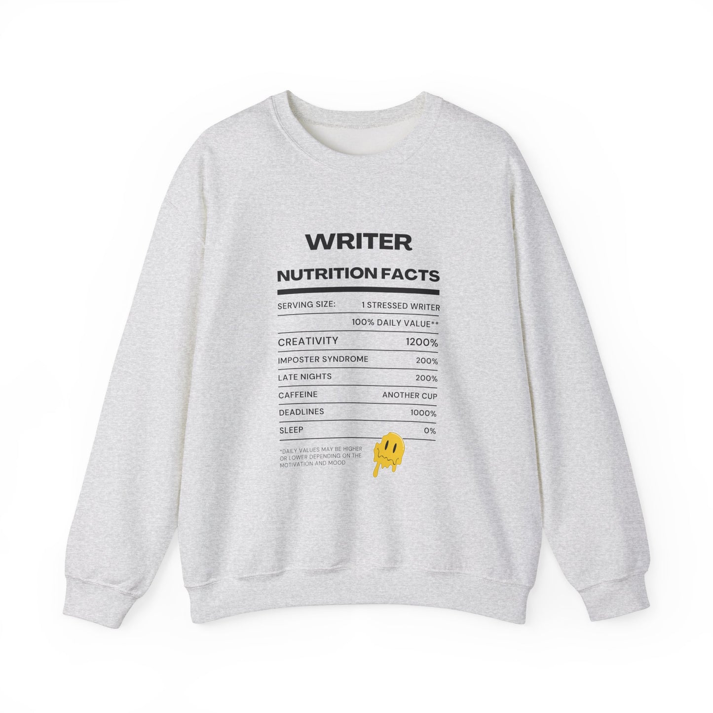 Writer Nutrition Facts Crewneck Sweatshirt