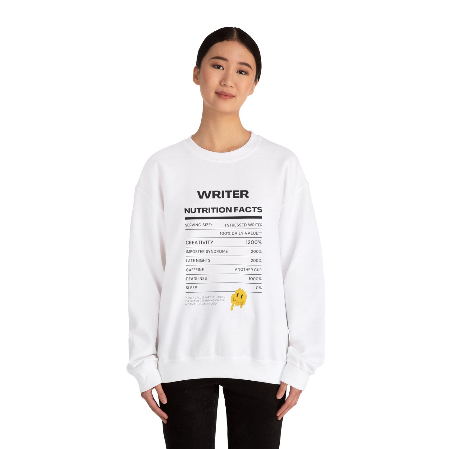 Writer Nutrition Facts Crewneck Sweatshirt