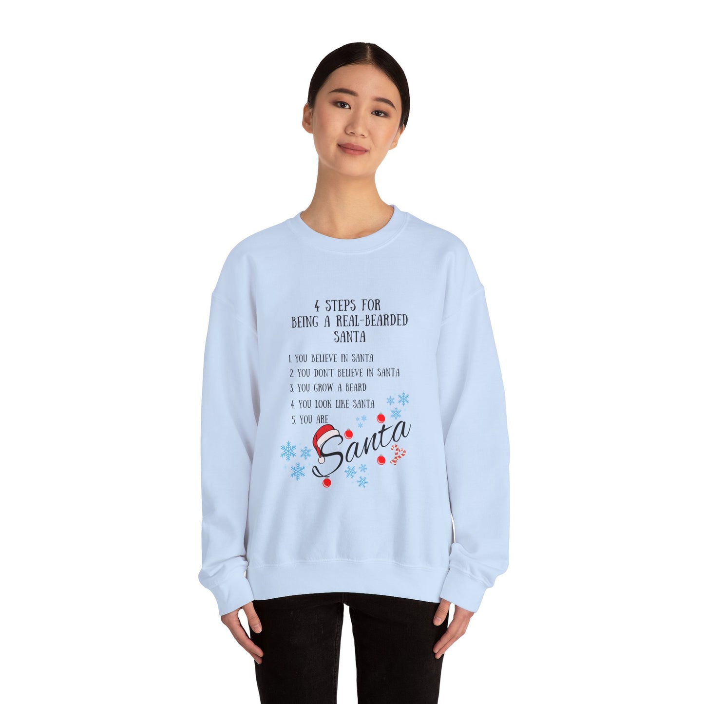 4 Steps to A Real Bearded Santa Crewneck Sweatshirt