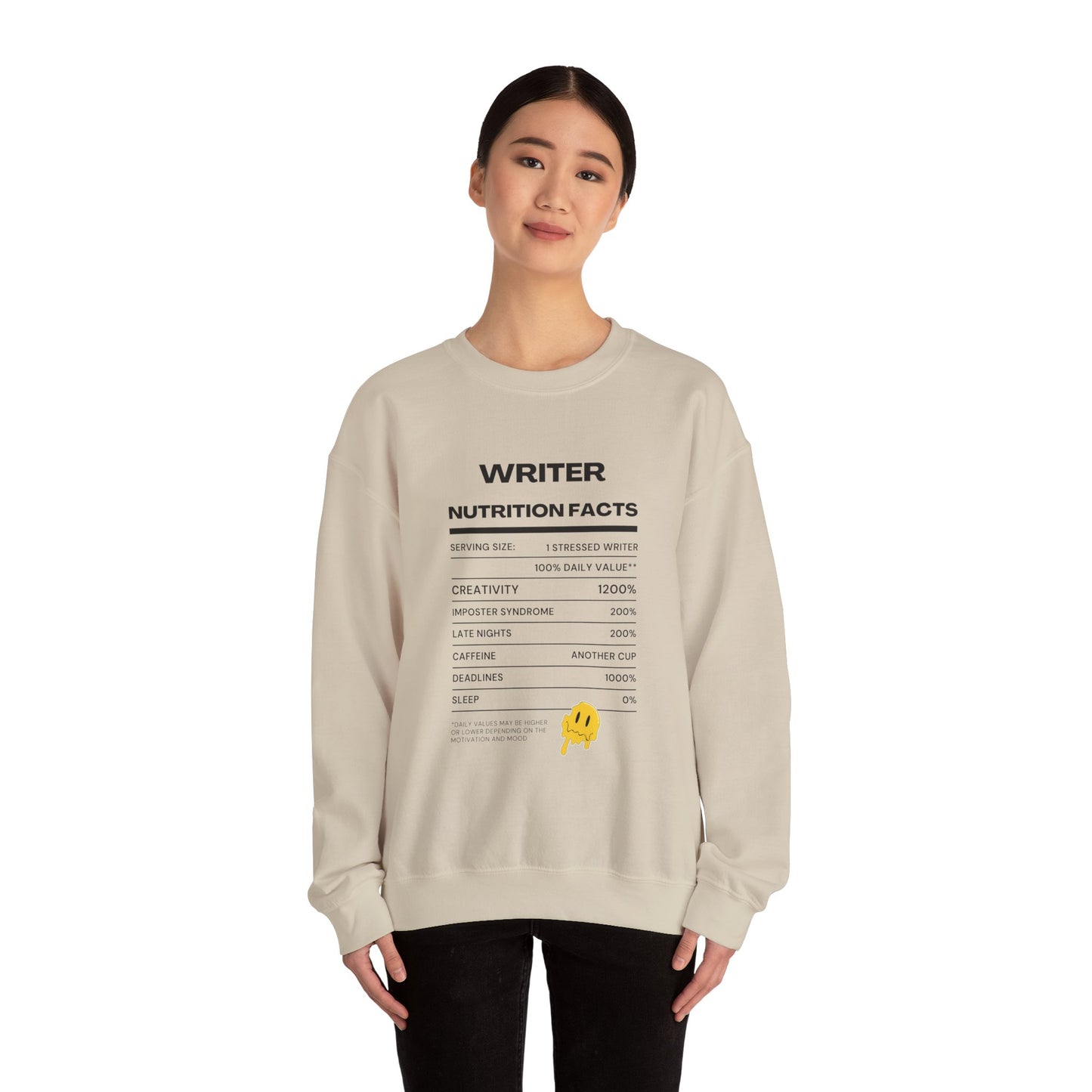 Writer Nutrition Facts Crewneck Sweatshirt