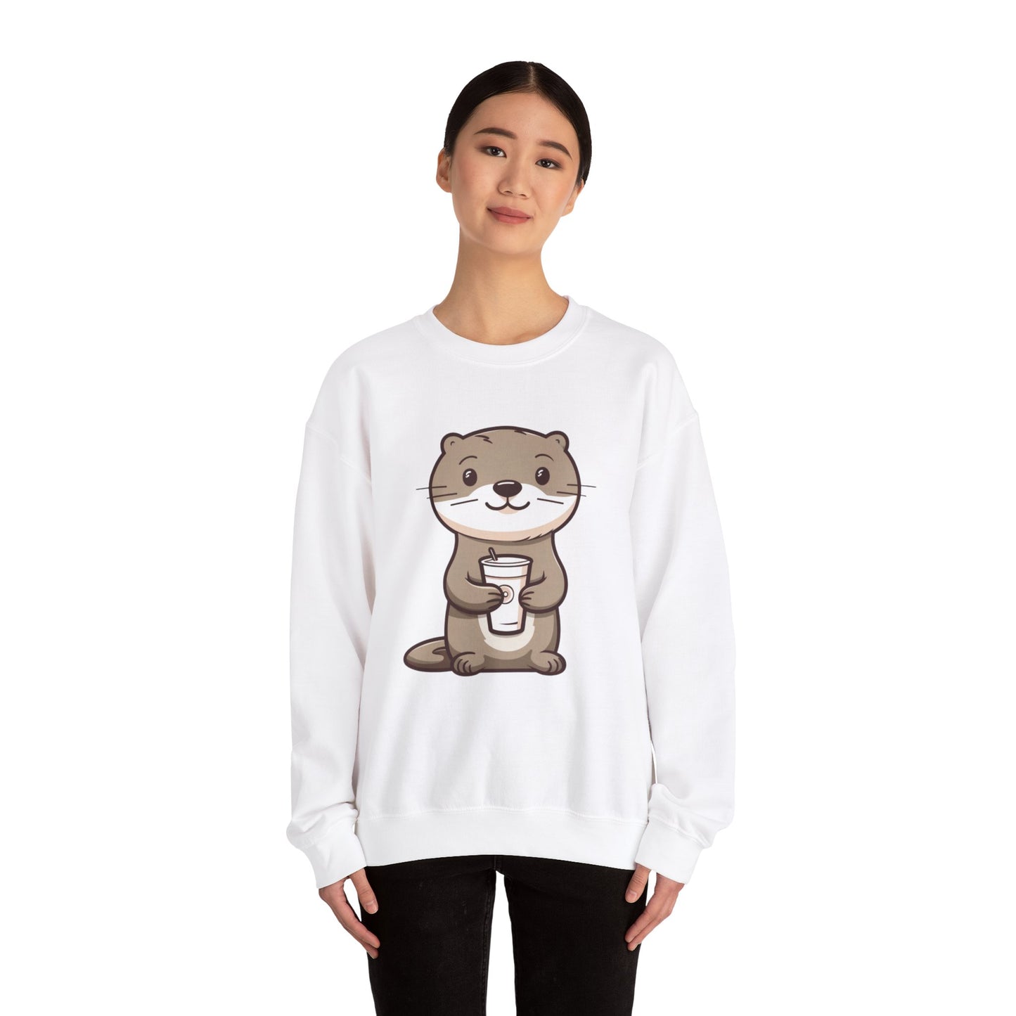 Otter and Coffee Crewneck Sweatshirt